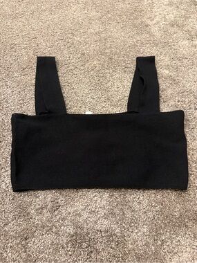 Zara Black Square-Neck Crop Top with Wide Straps